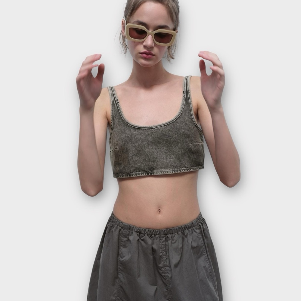 Zara Denim Crop Tank Top NWOT